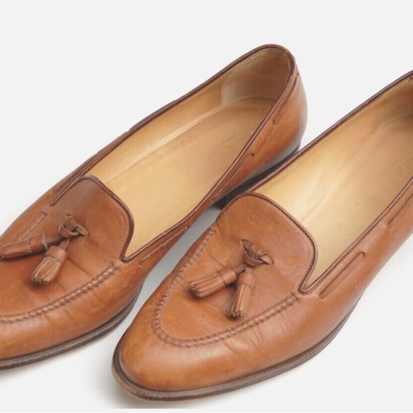 Gucci Tan Leather Tassel Loafers Women's Classic Vintage Size 9AA - Picture 2 of 13